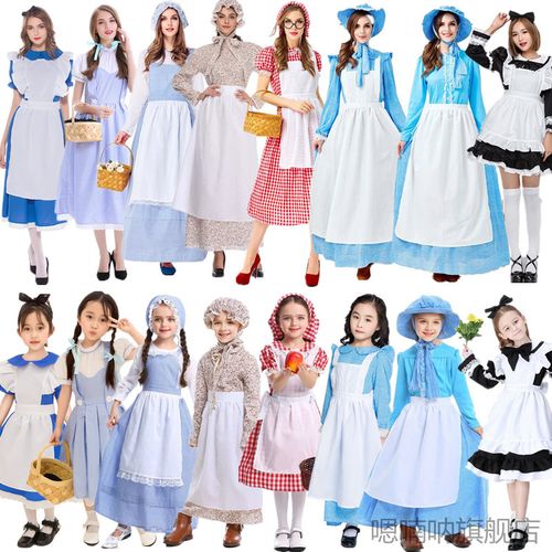 亲子装中世纪平民服装欧洲女仆厨娘服装田园风农场服英国农庄服饰