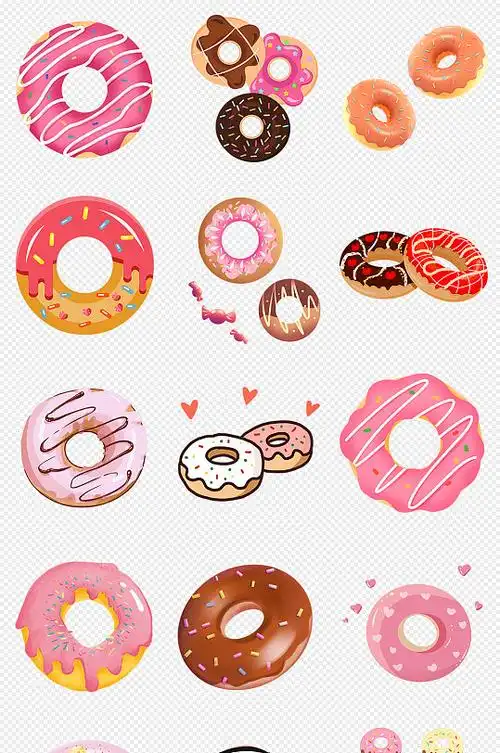 卡通手绘甜甜圈甜品甜点png免抠素材