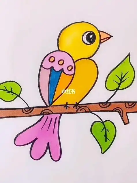 小鸟春天简笔画彩图