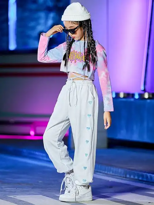 六一儿童节女童街舞表演服爵士舞女孩套装服装夏季时髦演出服嘻哈