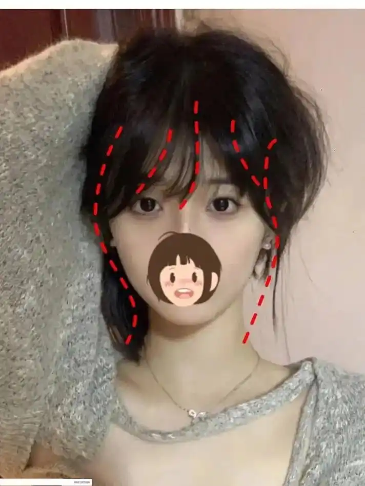 法式八字刘海剪完瞬间脸小一圈!