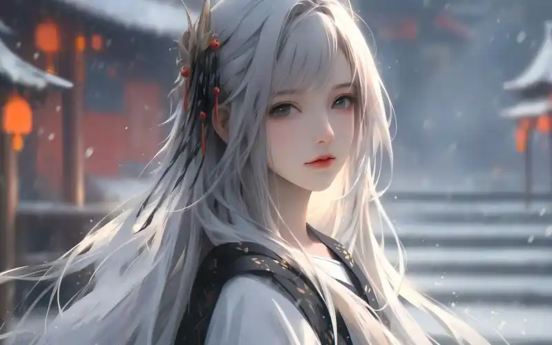白毛控的国风女神 绝美横屏壁纸