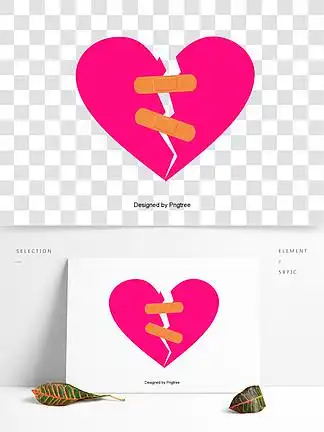 矢量手绘与创可贴粘在一起 i>破 /i> i>碎 /i> i>的 /i> i>心 /i>