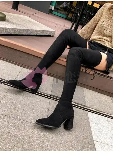 卡恋洛 女靴秋冬款过膝长靴大码百搭显瘦弹力靴高跟70cm超长大腿靴