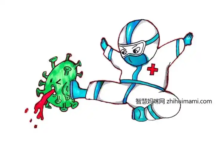 小丸子也做核酸抗疫主题简笔画做核酸