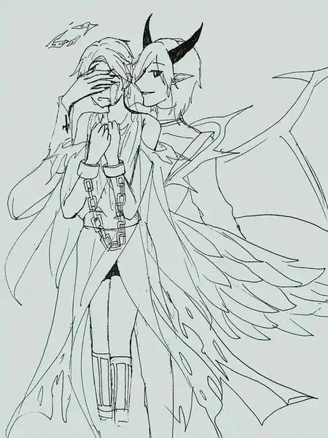 天使恶魔简笔画 天使恶魔简笔画可爱