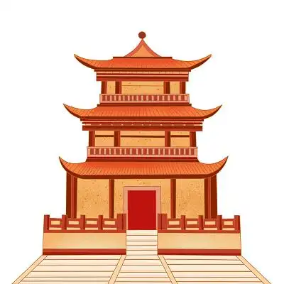 红色手绘国潮古风中国风建筑元素png素材