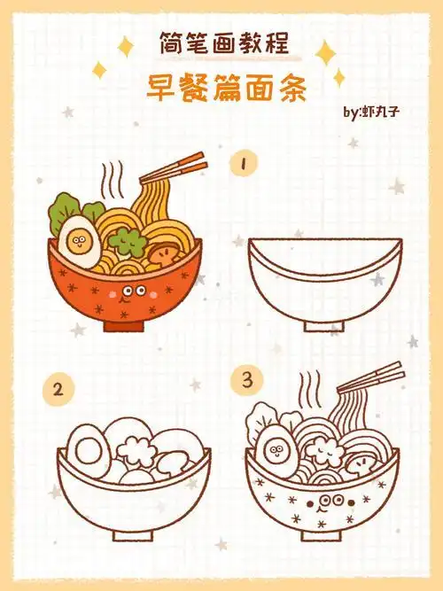 简笔画教程之面条91来啦简笔画面条早餐简笔画教程文化绘画