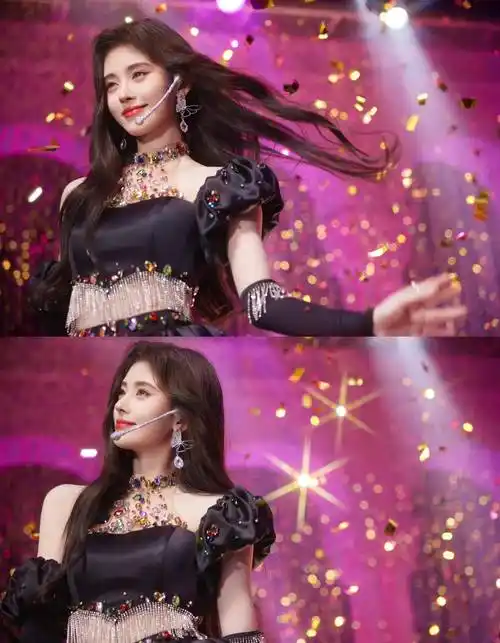 鞠婧祎新歌上线,舞台照流出,穿黑粉露腰小短裙甜美灵动 妩媚撩人_粉红