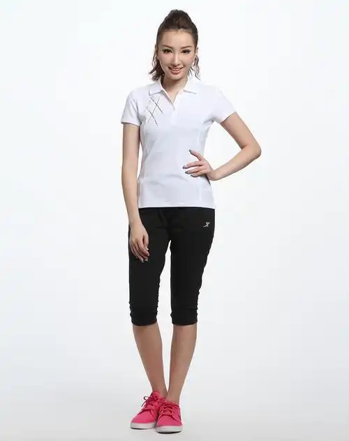 女款白/粉红色网球系列运动短袖polo衫