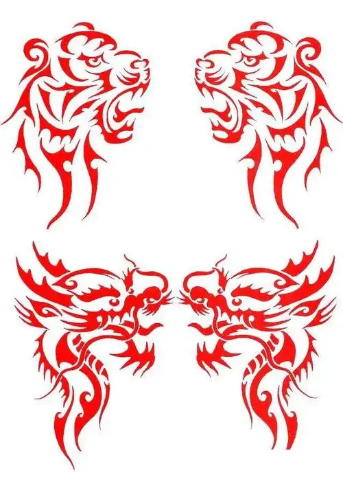 中国图腾吉祥纹饰龙虎凤图案