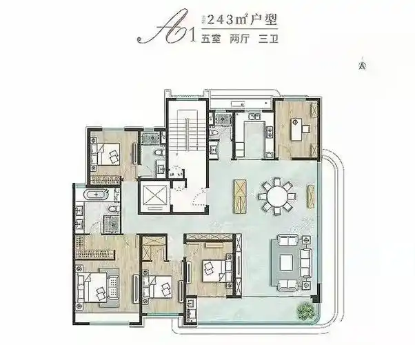 243平米奢华大平层南北双主卧直角边厅档次高