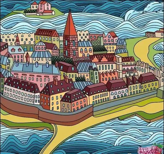 67色彩艳丽的建筑主题装饰画这些房子色彩太好看了