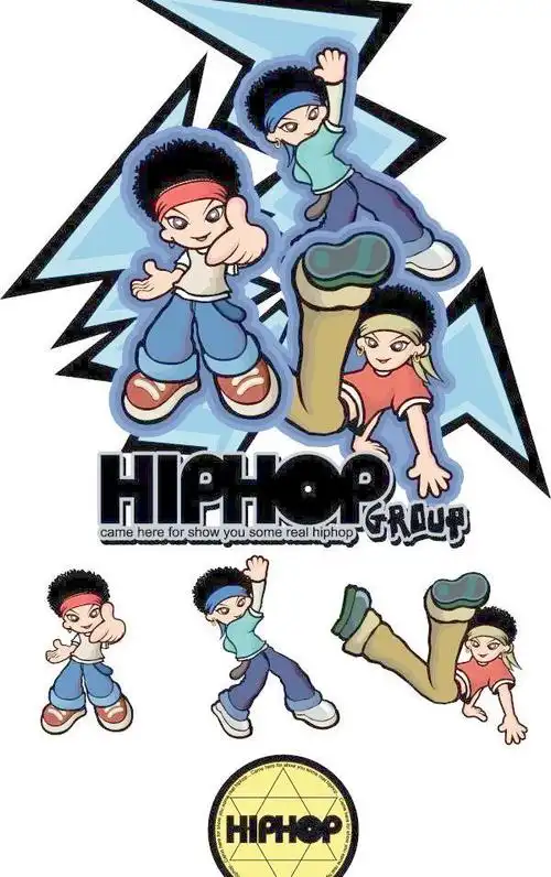 酷嘻哈的卡通人物矢量素材