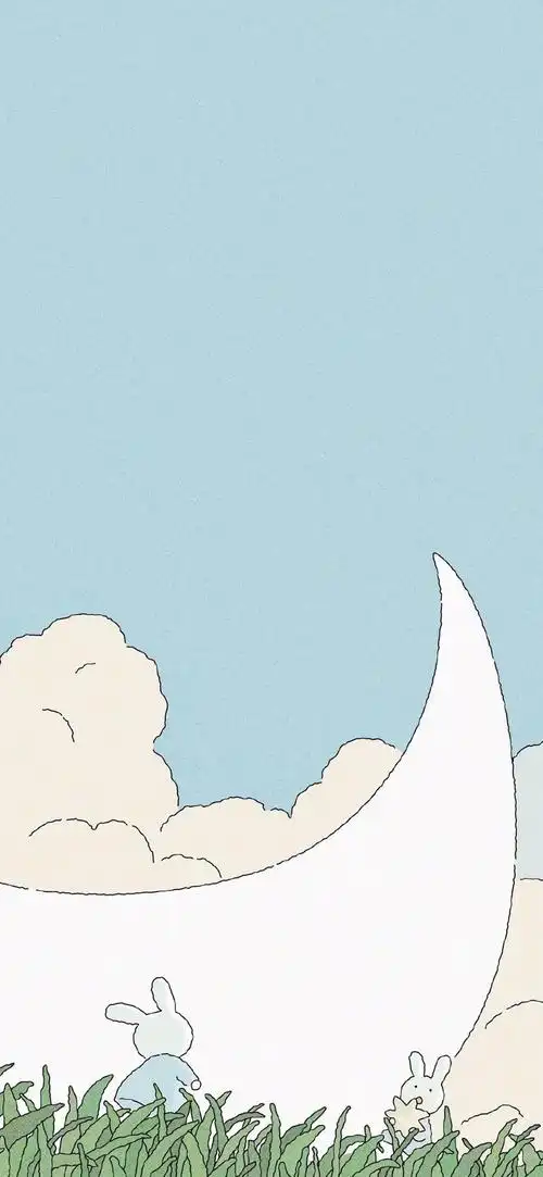 小清新兔子插画锁屏,动漫-手机壁纸