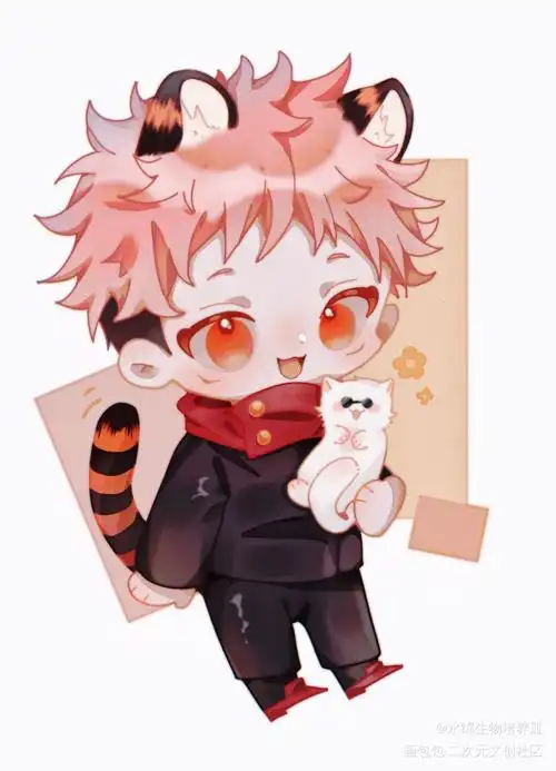 五悠贴贴_咒术回战虎仗悠仁五条悟q版同人五绘画作品