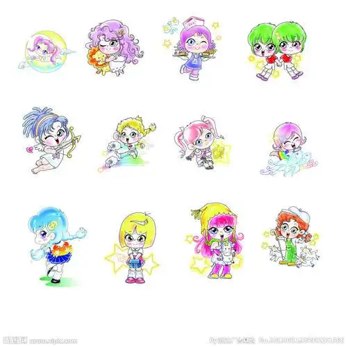 卡通星座可爱女生简笔画