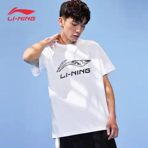 李宁短袖男圆领t恤2022春夏季新款纯棉logo潮宽松运动服上衣半袖