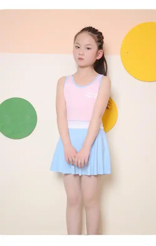 新款女童泳衣连体5-10岁女孩泳衣可爱洋气中大童拼色儿童泳装批发