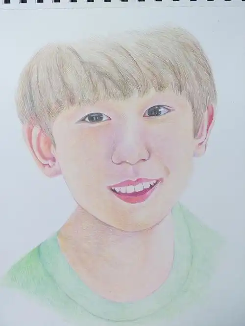 tfboys王源彩铅肖像含过程图