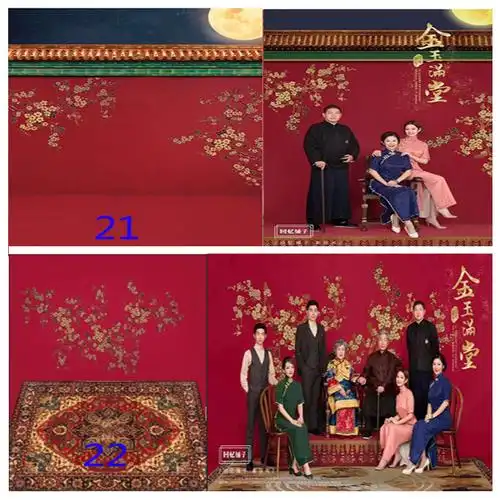 新品新款全家福摄影背景布影楼风中式喜庆古装大合影主题拍照背景