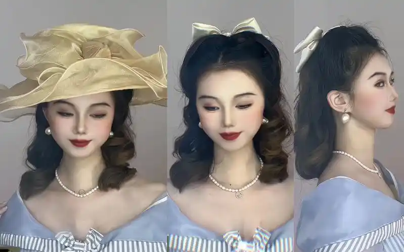 40s好莱坞美式复古胜利卷灵感仿罗马卷公主头发型教程