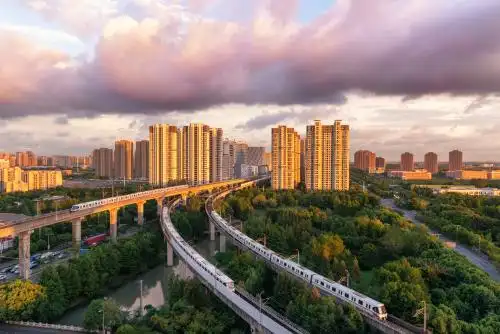 上海嘉定新城站日落风景