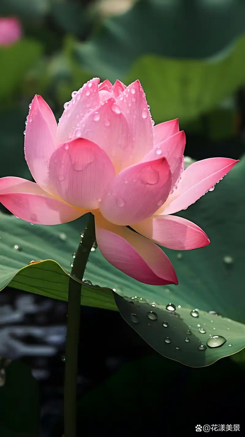 🌸  🌟 在我的眼前,一朵粉嫩的荷花亭亭玉立.