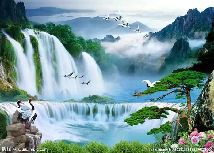 山水风景背景墙图片