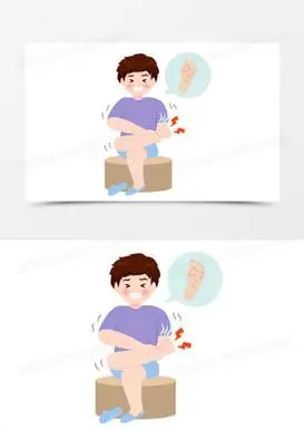 卡通矢量脚气脚痒发作的男孩素材