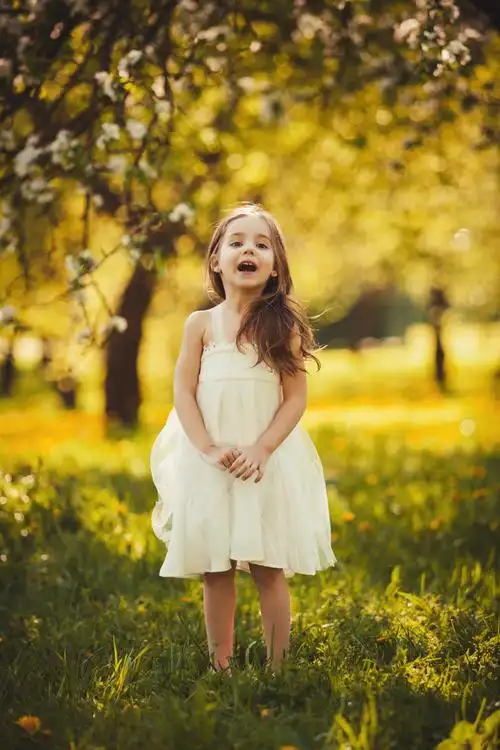 有趣,小女孩,春天,花园