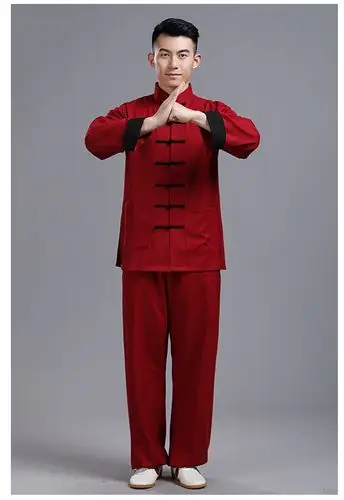 现货华极弹力棉麻太极服 成年男女太极服练功服 新款纯色太极服装