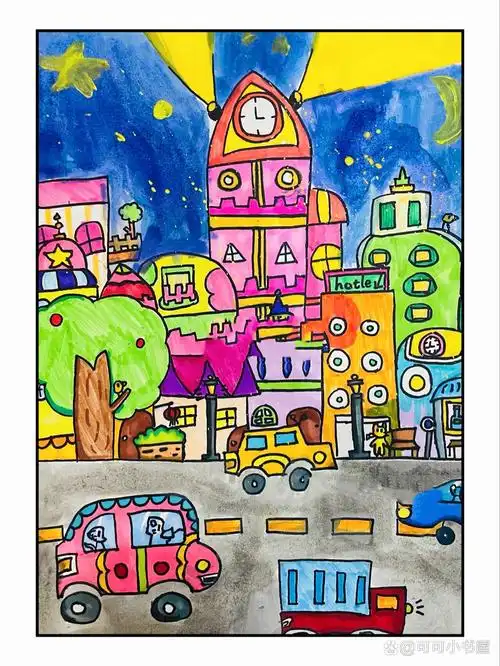 8~10岁《城市街景》创意美术/儿童画 课程分享《城市街景》,忙碌的