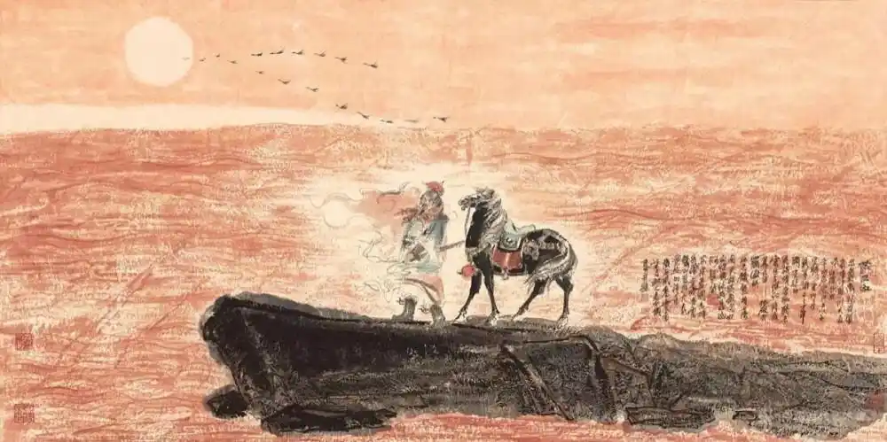 图为当代画家袁可仪的作品《满江红》.