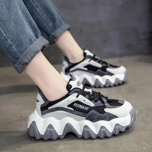 老爹鞋女夏季透气黑色潮2020春新款百搭学生休闲厚底网红运动鞋女