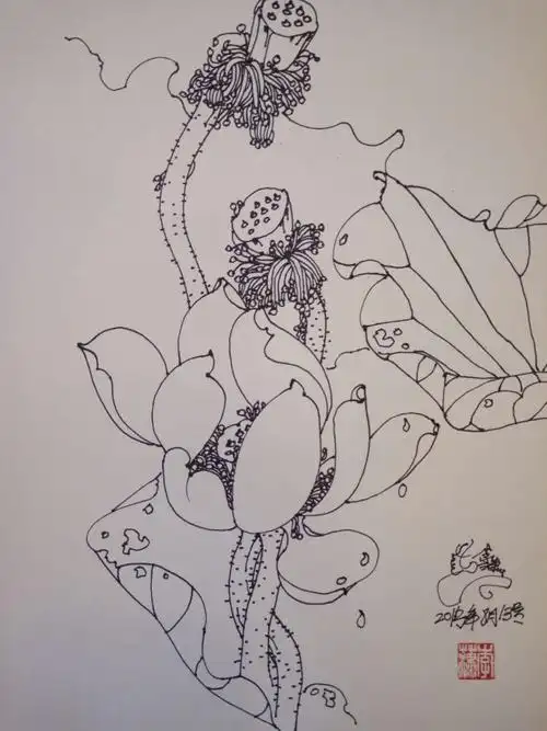 2016年6月《李潇画荷速写白描作品集》