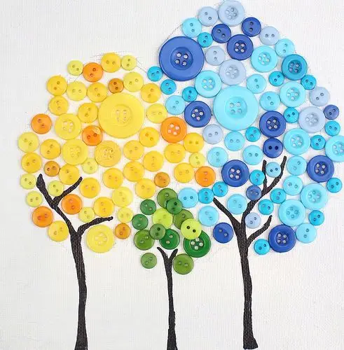 纽扣diy 装饰画,有趣又锻炼孩子创造力~get