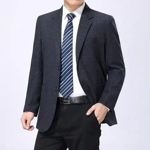 休闲西服男韩版潮流西装中年宽松免烫单西外套服图片_视频_穿搭_搭配