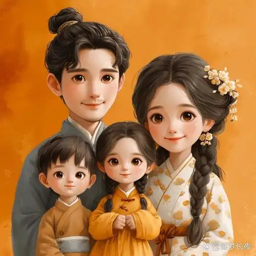 亲子头像 | 一家四口儿女双全