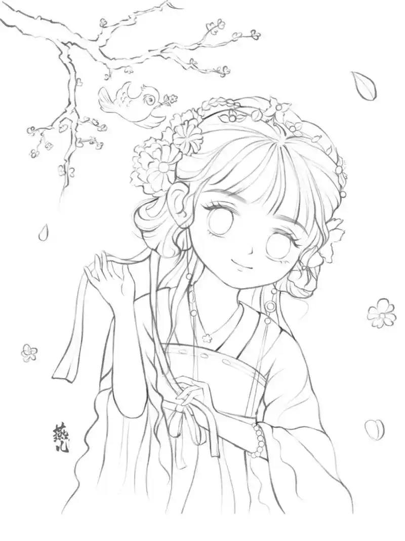 绘画‖q版古风美人儿 今天来画个q版古风美人,原以为会比正比头像简单