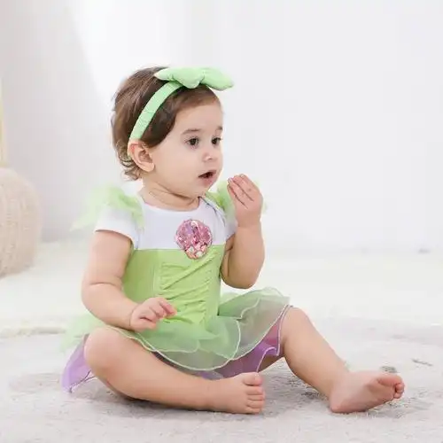 依百购婴幼儿美人鱼连身衣婴童长发公主爱莎哈衣婴儿幼儿连体衣爬行衣