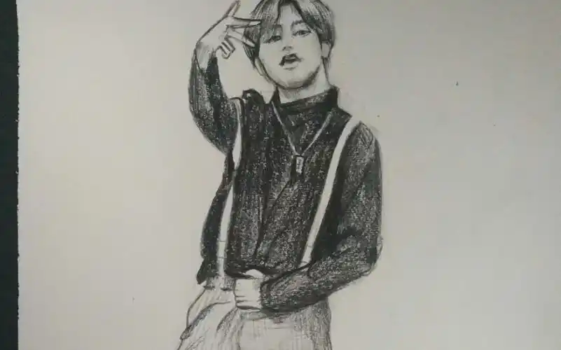 速写作业给老师交一张蔡徐坤,老师:罚画一箱