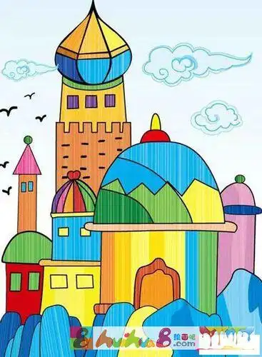漂亮的儿童画画图片美丽的城堡怎么画简笔画教程绘画吧-画画