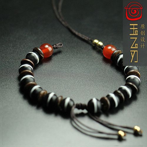 西藏老天珠手串蜜蜡松石雕件横穿手串手链半成品天珠专业手链穿法