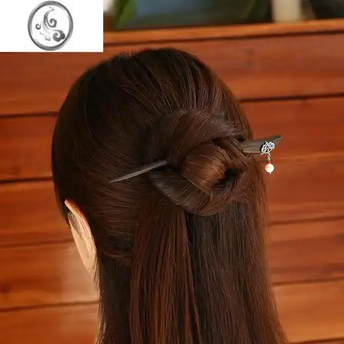 jimi复古中式发簪汉服盘发头饰简约发钗簪子旗袍发饰檀木钗子