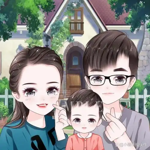 一家三口家庭头像,简单温馨的生活,美好幸福