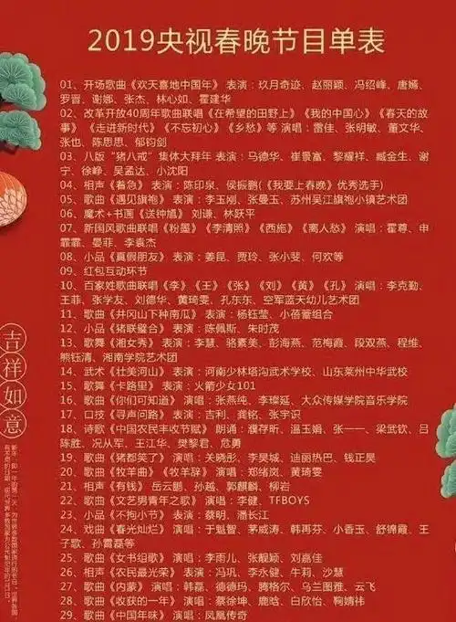 2019春晚节目表新鲜出炉,这样的嘉宾阵容你期待吗?