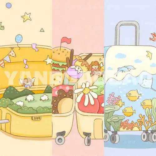 童趣风系列插画行李箱的故事