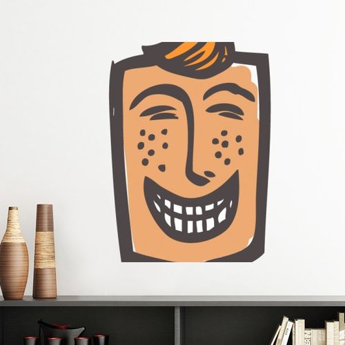 大笑抽象人脸聊天素描表情包墙贴壁纸房间贴花