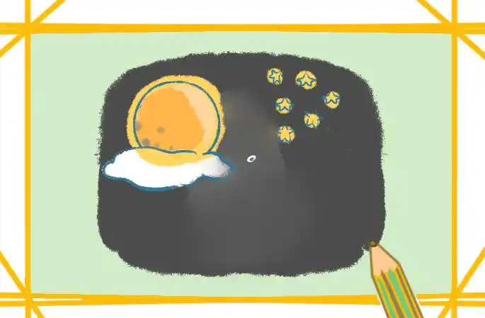 安静的夜晚上色简笔画图片教程步骤